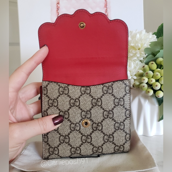 Authentic Pre-owned Gucci Peony Pearl Studded Compact Flap Wallet - Picture 6 of 16